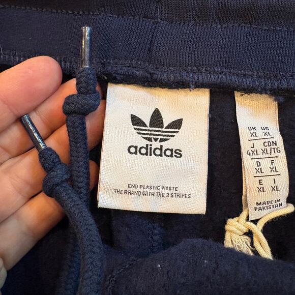 Adidas Essentials Sweatpants Mens Size XL Blue Fleece Cuffed Tapered Leg Pockets - Picture 5 of 10